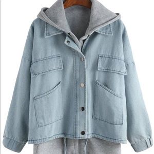 Blue and Gray Layered Soft Denim Jacket